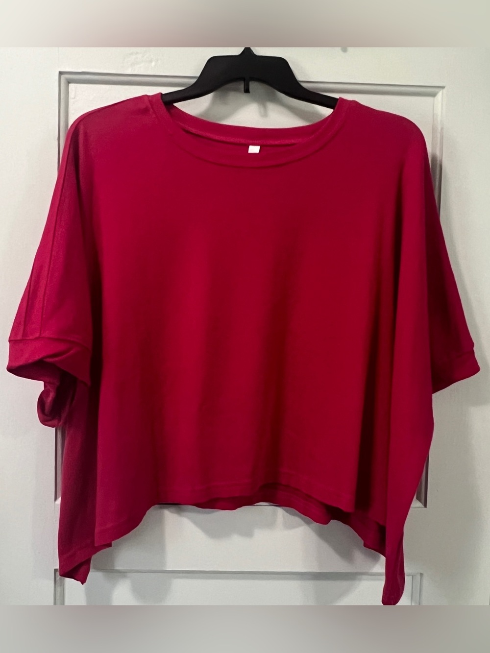 Cropped Boxy Short-Sleeve Tee Dark Hot Pink